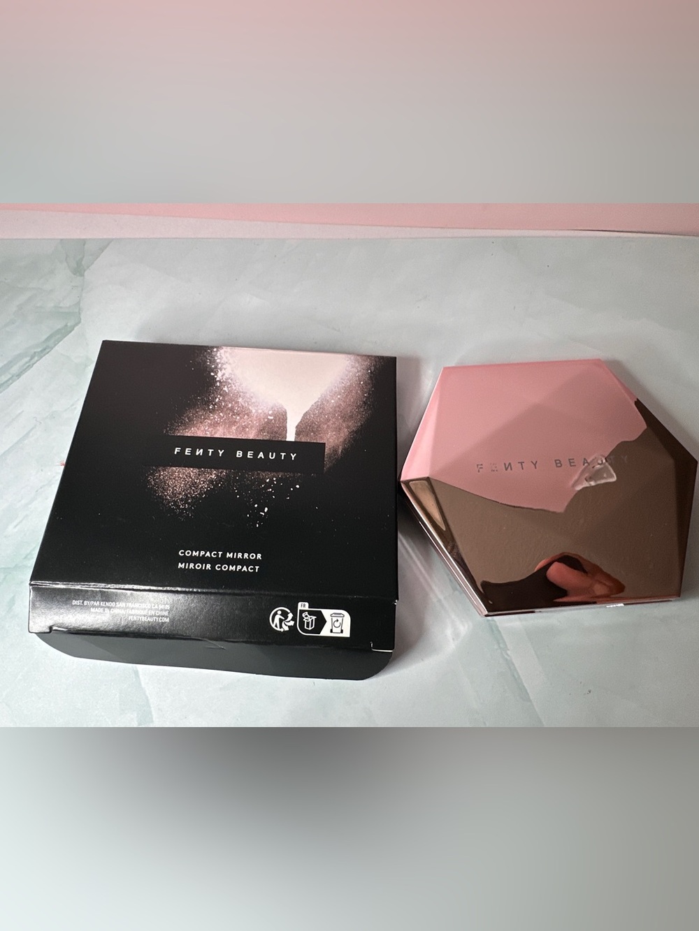 Fenty Beauty Pink & Rose Gold Hex Compact Mirror full size